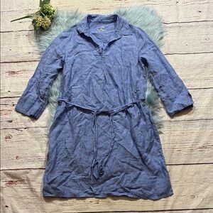 Lilly Pulitzer Pilar Linen Tunic Dress Beckon Blue X Sea Salt Blue sz S